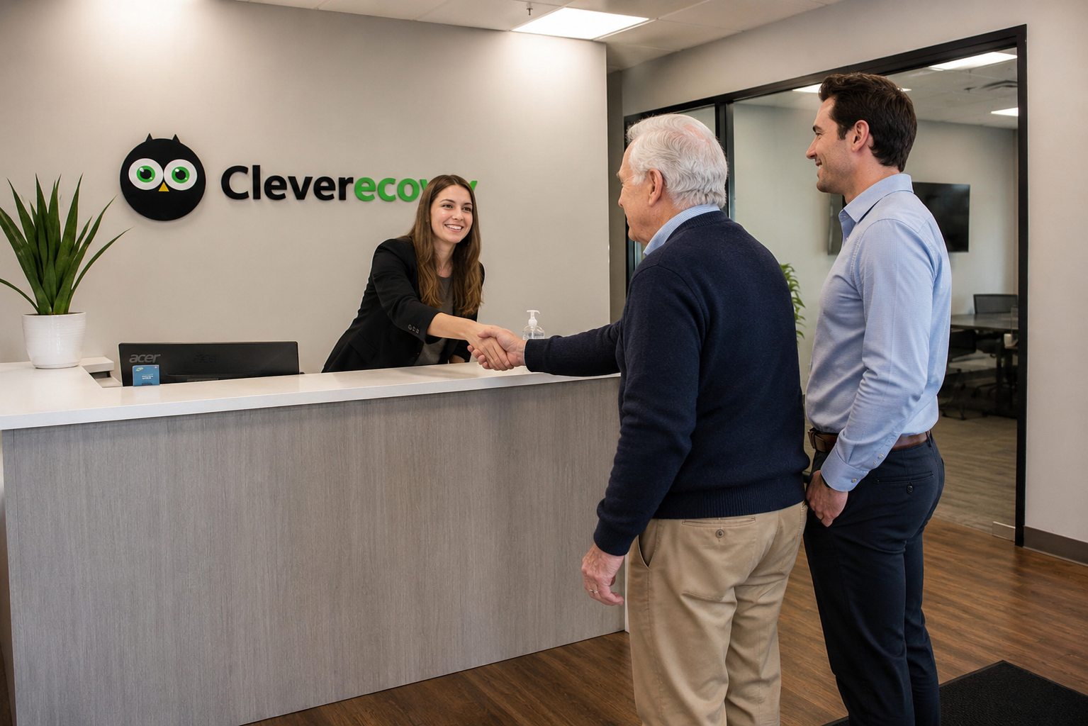 Clients being welcomed at the Cleverecovery office in Chicago